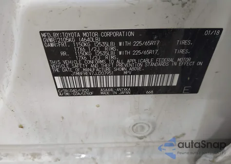 2018 Toyota Rav4 Le z USA, uszkodzony, nr VIN JTMBFREV7JJ207951